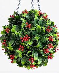 Nearly Natural 21" Ultraviolet Resistant Artificial Holly Berry Christmas Hanging Ball Indoor And Outdoor