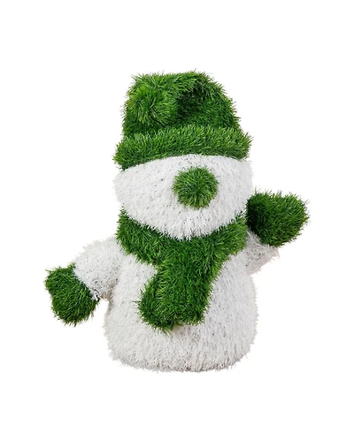 Nearly Natural 22" Ultraviolet Resistant Artificial Christmas Grass Garden Plush Topiary Snowman Indoor And Outdoor