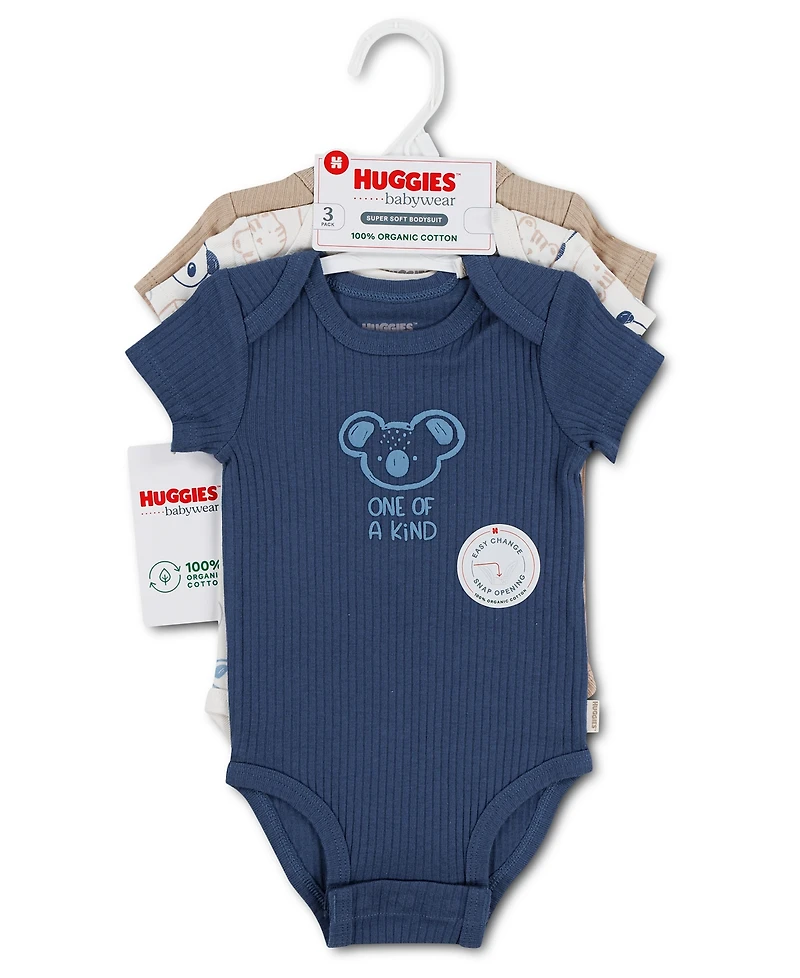 Huggies Baby Boys' Babywear Short-Sleeve Bodysuits, 3-Pack