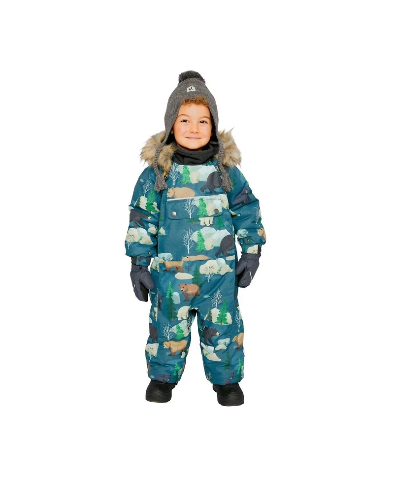 Deux par Baby Boy ( 6M to 24 M) One Piece Snowsuit Adapted for Car Seats Bear Print