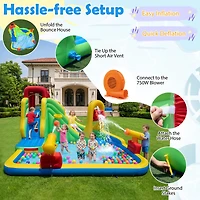 Gymax Outdoor Inflatable Splash Water Bounce House Jump Slide with 550W Blower Kids
