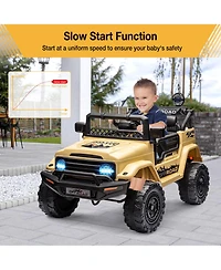 homfan Ride-On Truck Car, 4-Wheel Electric Vehicle, Remote Control, Led Lights, Music and Horn, Suspension, Dual Speeds