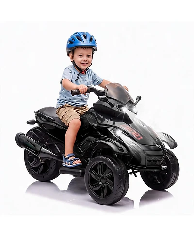 homfan Dual Motor Electric Ride-On Car - Up to 4 Mph, Music and Colorful Lights, 66 lbs Capacity, Outdoor Vehicle Toy for Ages 3-6