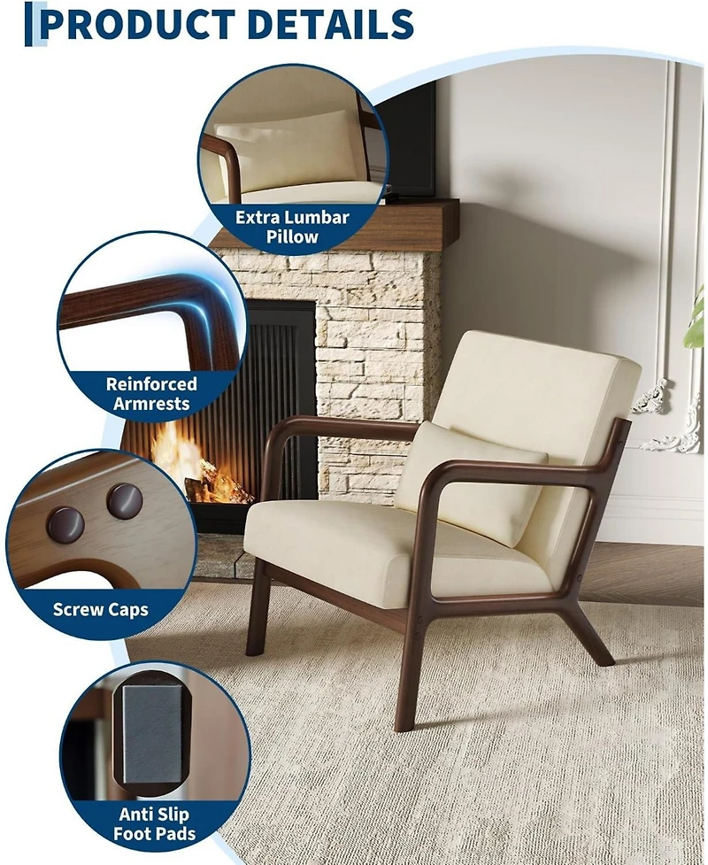 homfan Set of 2 Chenille Accent Chairs
