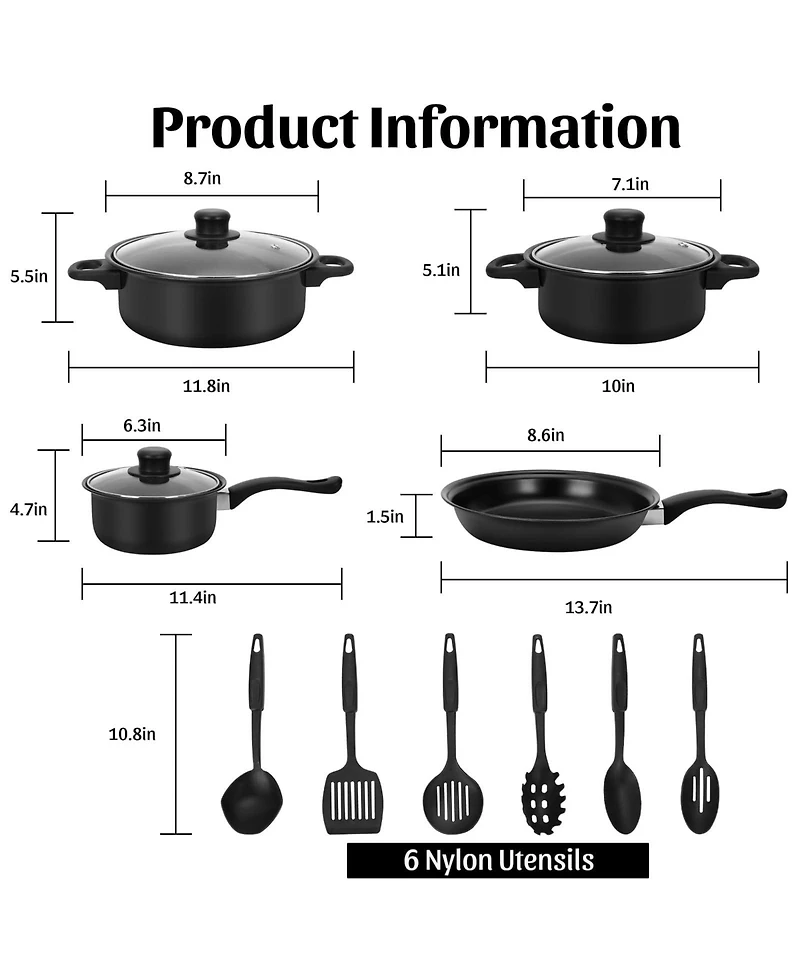 Piscifun 13 Piece Non Stick Cast Iron Cookware Set With Lids Utensils For Outdoor Camping Travel