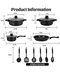 Piscifun 13 Piece Non Stick Cast Iron Cookware Set With Lids Utensils For Outdoor Camping Travel