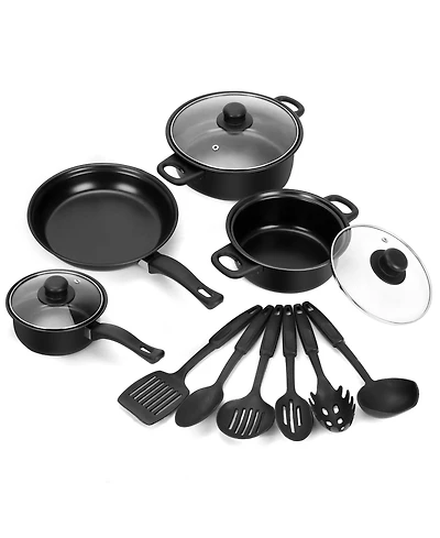 Piscifun 13 Piece Non Stick Cast Iron Cookware Set With Lids Utensils For Outdoor Camping Travel