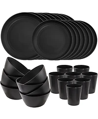 Piscifun 48 Piece Wheat Straw Dinnerware Set For 12 Unbreakable Dishwasher Microwave Safe Stackable Camping Dishes