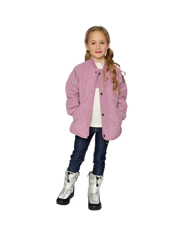 Deux par Little and Big Girl 6-14 Quilted Raglan Sleeve Jacket Mauve