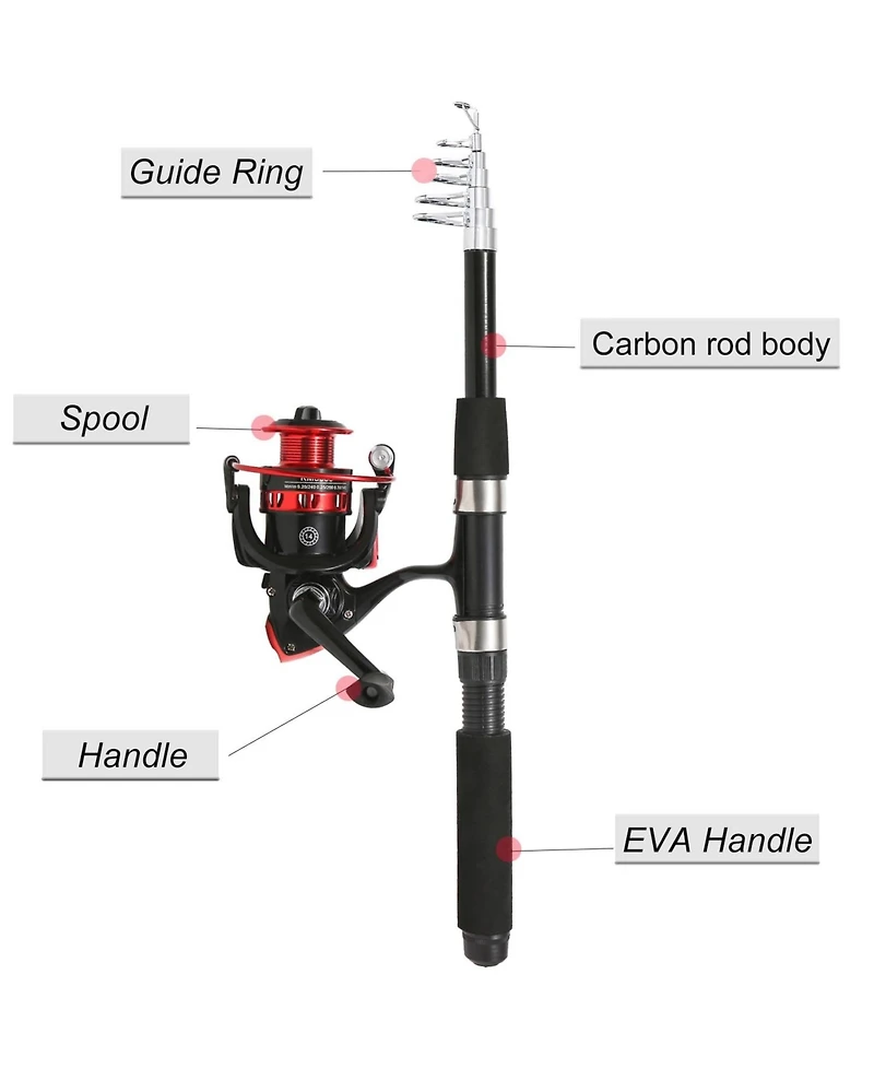 Aofar 6.9feet Fishing Rod Telescopic Carbon Fiber Spinning Reel Combo Set