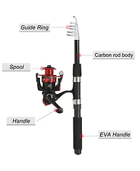 Aofar 6.9feet Fishing Rod Telescopic Carbon Fiber Spinning Reel Combo Set
