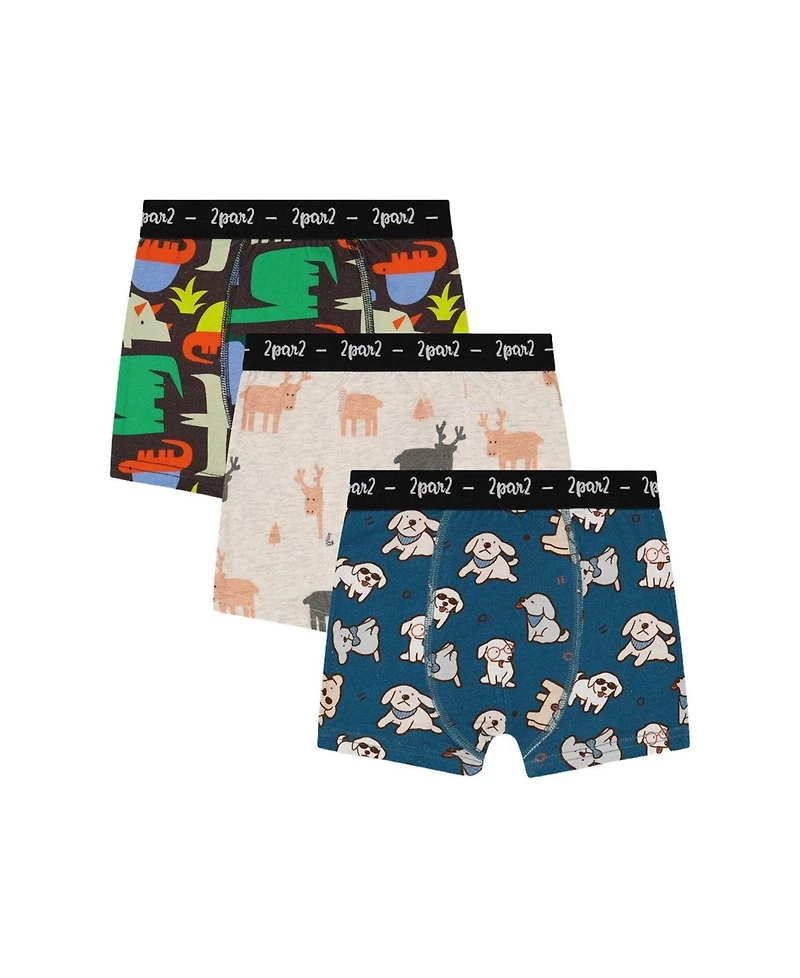Deux par Little and Big Boy (2-5)Boxer Pack Of 3 Holiday Prints
