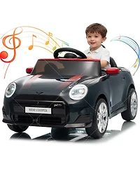 homfan 12V Mini Cooper Officially Licensed Remote-Control Electric Ride-On Car with Led Lights, Up to 66 lbs, Ages 3-8