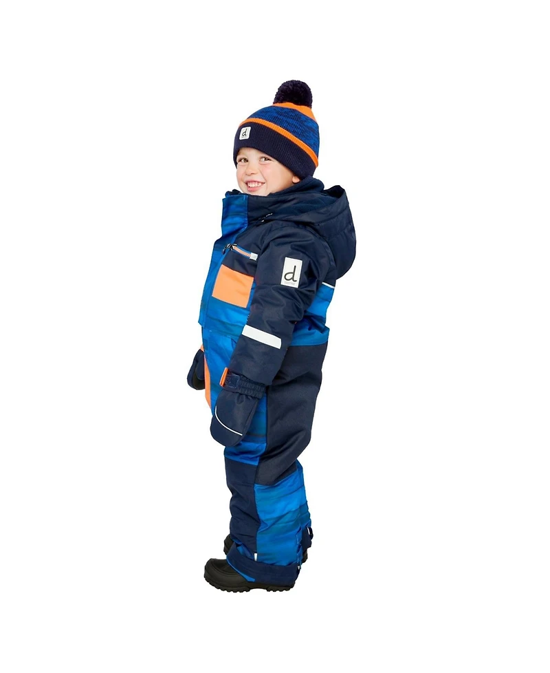Deux par Big Boys (6-14) One Piece Play Snowsuit Blue with Stripes
