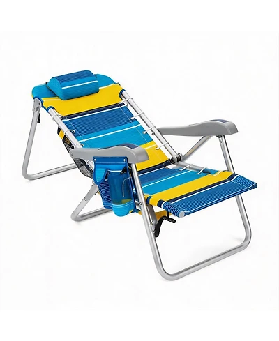 Aofar Cooler+ Folding Beach Chair 5-Position Towel Bar Xl Pouch Cup Phone Holder