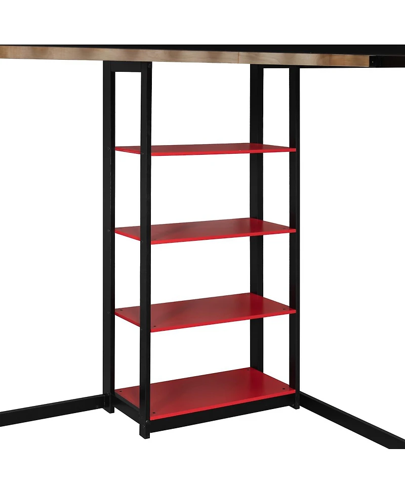 Streamdale Furniture Wood Loft Bed with Desk, Shelves, Power, Usb-c, Rgb Light