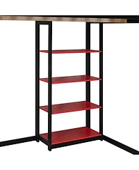 Streamdale Furniture Wood Loft Bed with Desk, Shelves, Power, Usb-c, Rgb Light