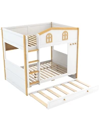 Streamdale Furniture Full over Full House Bunk Bed with Storage Shelves and Trundle