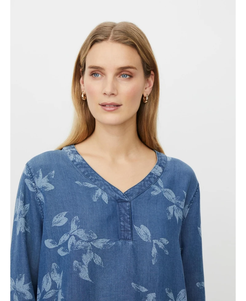 Masai Copenhagen Women's MaDariane Denim Floral Print Blouse