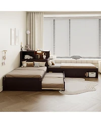 Streamdale Furniture L-Shaped Twin Platform Bed with Storage, Desk, Trundle