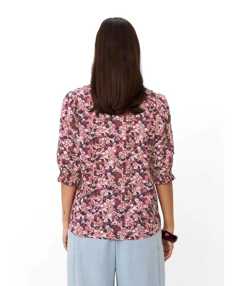 Masai Copenhagen Women's Mabrenitha Floral Mandarin Collar Blouse