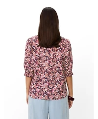 Masai Copenhagen Women's Mabrenitha Floral Mandarin Collar Blouse