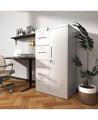 Streamdale Furniture Vertical Steel File Cabinet with Lock, 4 Drawers, 1 Door