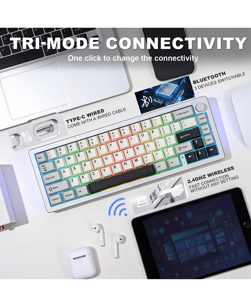 Lisen AL66 Wireless Mechanical Keyboard Compatible With Windows And Mac