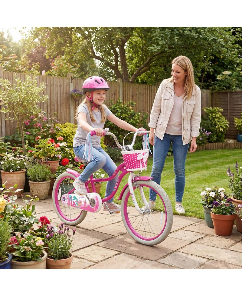 Slickblue Kids Bike with Basket and Streamers, Adjustable Riding Bicycle
