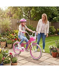 Slickblue Kids Bike with Basket and Streamers, Adjustable Riding Bicycle