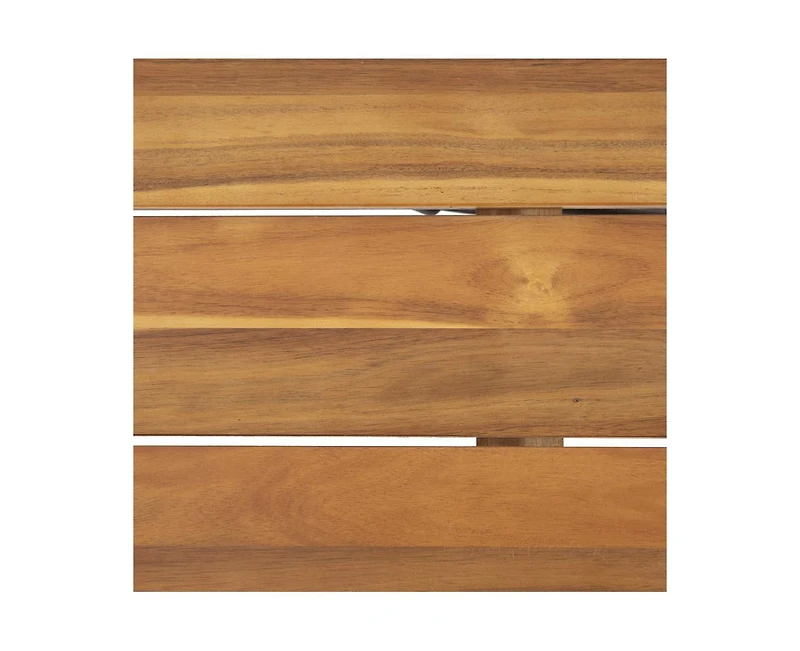 sumyeg Outdoor Acacia Wood Metal Base Dining Table with Teak Finish