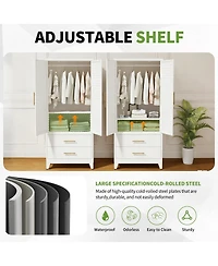 Boyel Living Metal Wardrobe Cabinet with Hanging Rod Drawers Adjustable Shelf