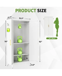 Boyel Living Metal Wardrobe with Adjustable Shelves Hanging Rod Quiet Doors