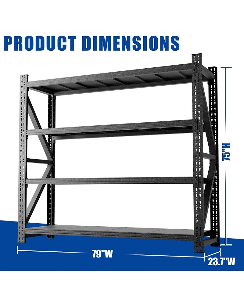 Boyel Living Heavy Duty Storage Rack 6000lb Capacity 4 Shelf Adjustable Steel