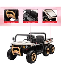 homfan 24V 2-Seater Ride-On Dump Truck 4WD with Remote Control, 110-Lb. Capacity, Ages 3–8