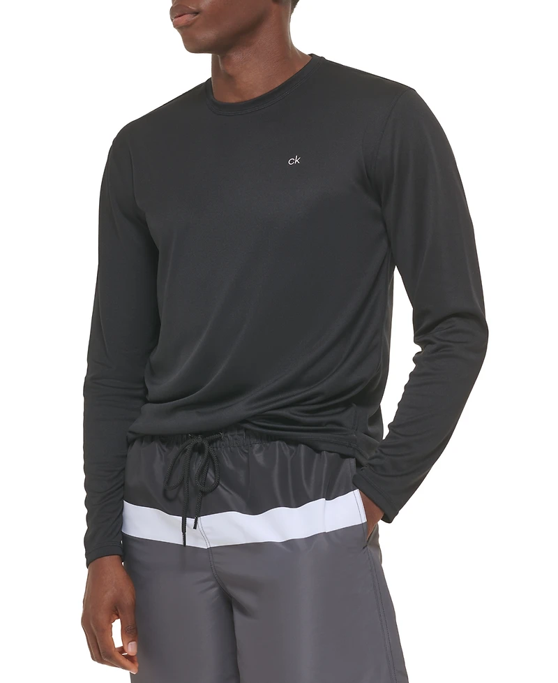 Calvin Klein Men's Long-Sleeve Quick-Dry Logo Performance Rash Guard