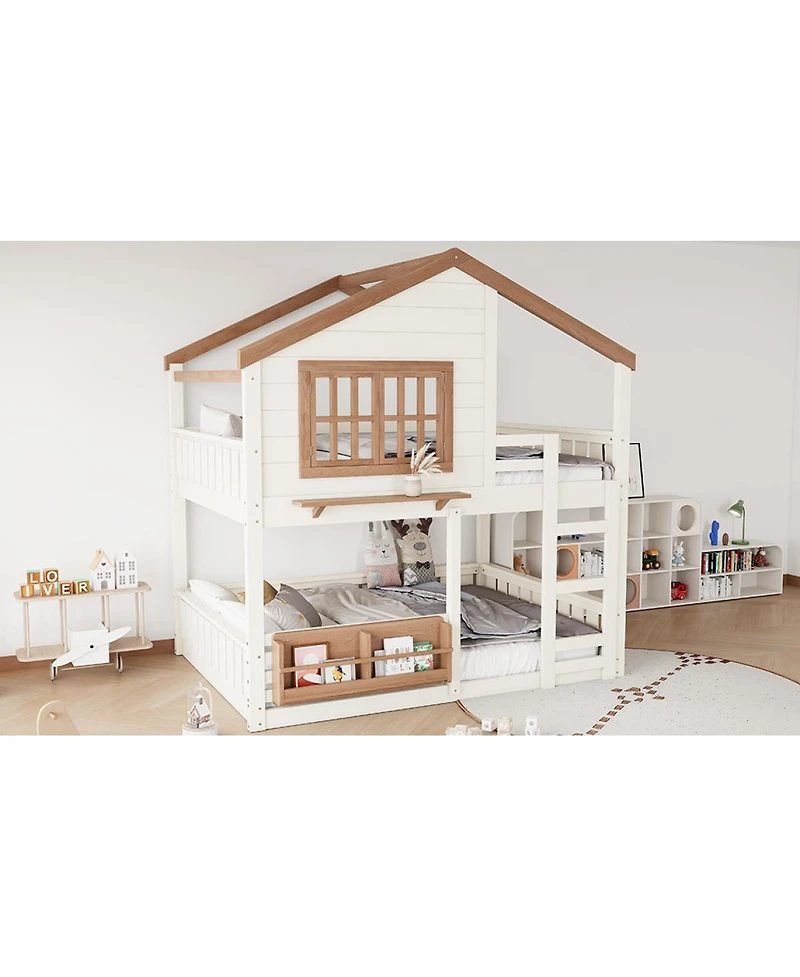 Streamdale Furniture House Bunk Bed With Bookshelf