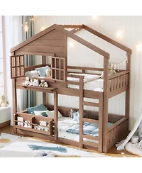 Streamdale Furniture Bunk Bed With Bookshelf and Safety Rail