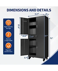 Boyel Living Garage Storage Cabinet with Drawer Pegboard Adjustable Shelves Locking Wheels