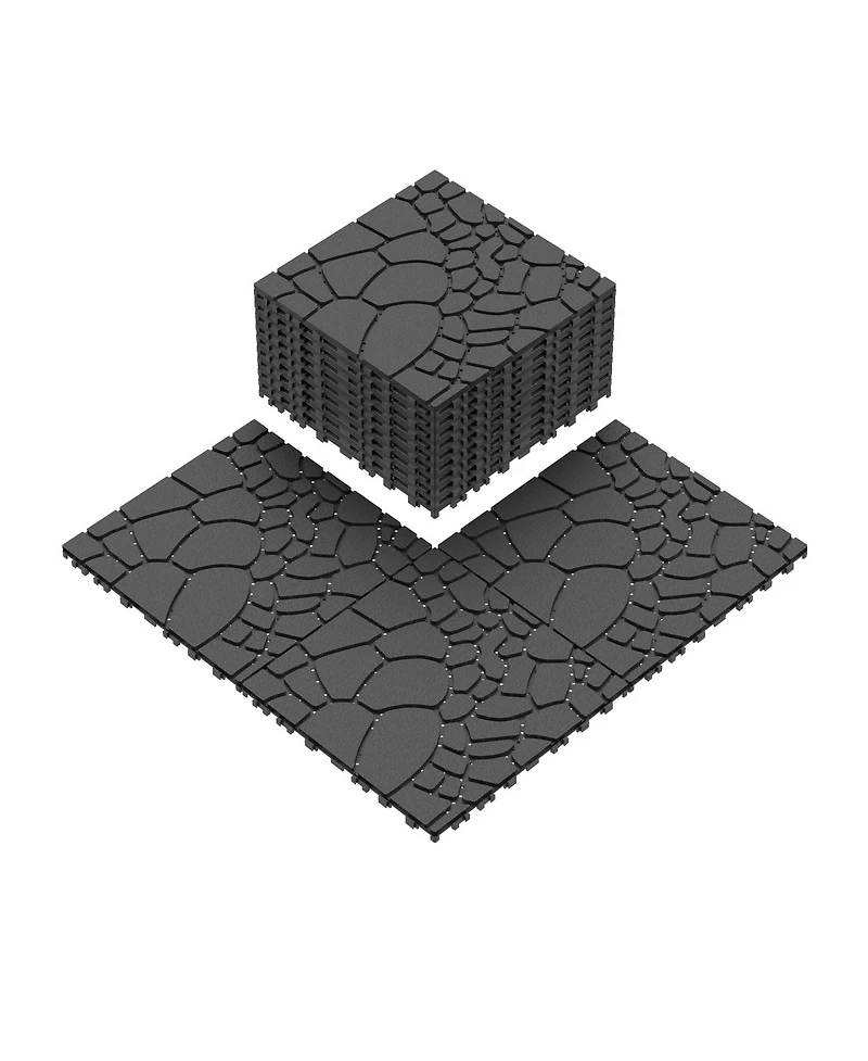 Streamdale Furniture 12inch Stone Texture Interlocking Patio Deck Tiles
