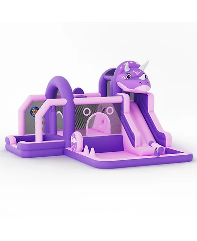 homfan Dinosaur Bounce House, 148"L x 150"W x 100"H, Oxford Cloth with Slide & Climbing Wall, 250 Lbs Capacity, Ages 3+