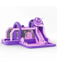 homfan Dinosaur Bounce House, 148"L x 150"W x 100"H, Oxford Cloth with Slide & Climbing Wall, 250 Lbs Capacity, Ages 3+
