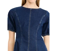 Maggy London Women's Denim Puff-sleeve Dress