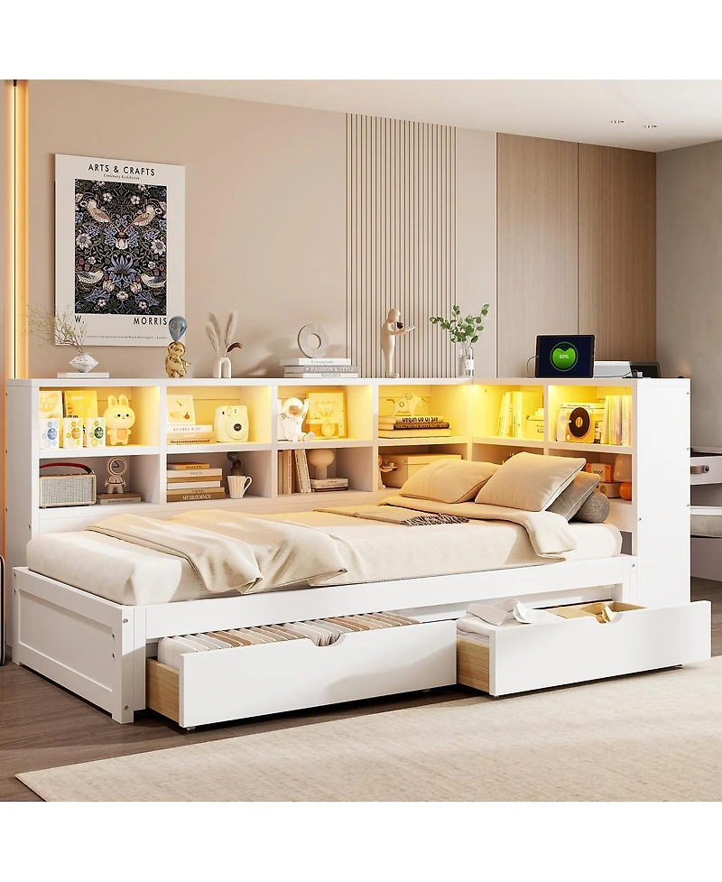 Streamdale Furniture Daybed with Storage, Led, Usb