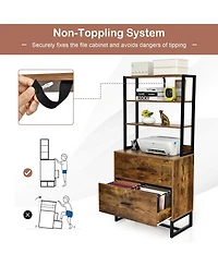 Mecale Letter-Size Lateral File Cabinet with Lock and Bookshelf