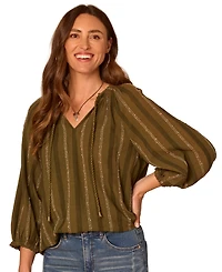 Democracy Women's Embroidered V-Neck Knit Top