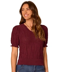 Democracy Women's Paisley-Jacquard V-Neck Sweater