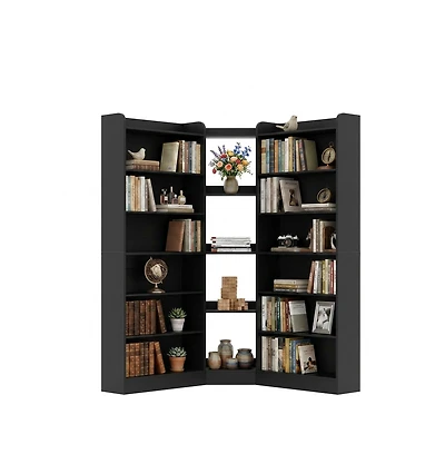 Aheaplus 71" Tall Corner Bookshelf with 15 Shelves, 7-Tiers L-Shaped Bookcase