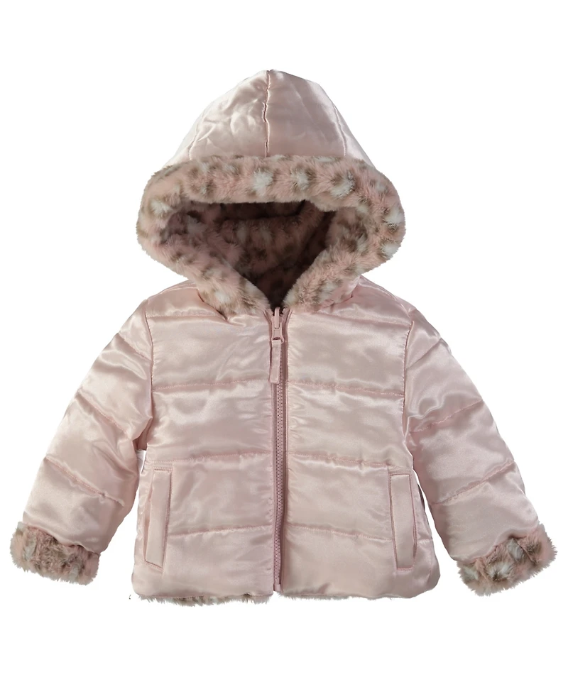 S Rothschild & Co Toddler Girls' 2T-5T Long-Sleeve Fur Reversible Jacket