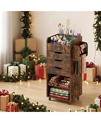 Costway Paper Storage Cart, Rolling Gift Wrap Station with 3 Drawers and Adjustable Shelf